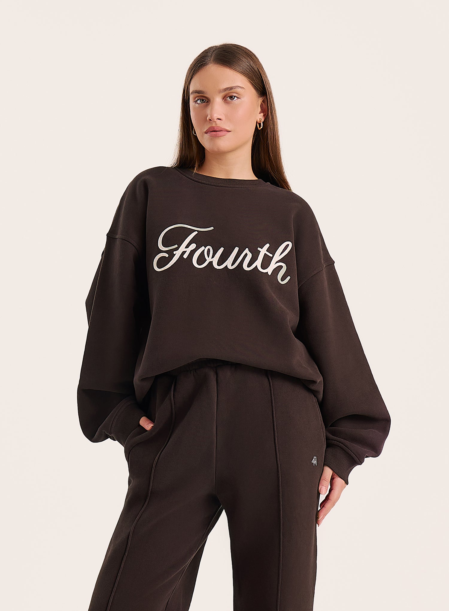 Chocolate Fourth Script Slogan Sweatshirt